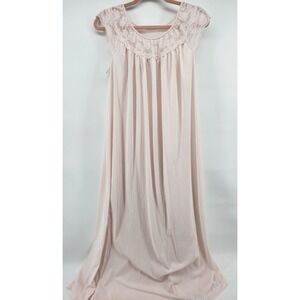 Vintage Gilead Women's Sz L Large Soft Pink Nylon Lace Trimmed Nightgown USA
